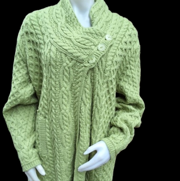 Aran Crafts Hand Knit Irish Cable Wool SweaterL - Picture 10 of 11